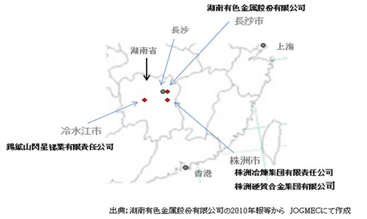 図10. 湖南有色金属グループの所在地